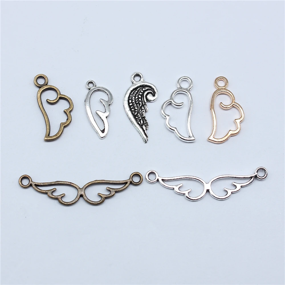 40 sztuk skrzydła anioła złącze Charms do tworzenia biżuterii Wing Charms DIY Handmade tybetański znalezienie biżuterii