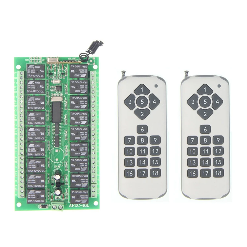 Universal DC 12V 24V 10A Relay 18CH 18 CH Wireless RF Remote Control Switch Transmitter+Receiver Module,315 / 433 MHz