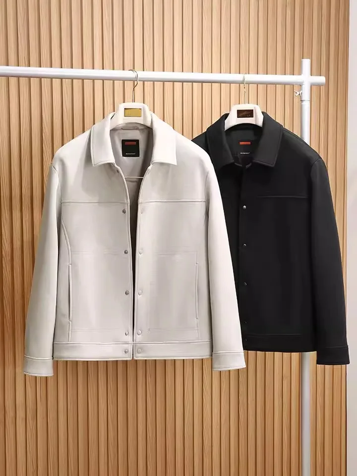 

Мужское шерстяное пальто Ele: осенне-зимнее, модное, с отложным воротником, дышащее, повседневное, приталенного кроя