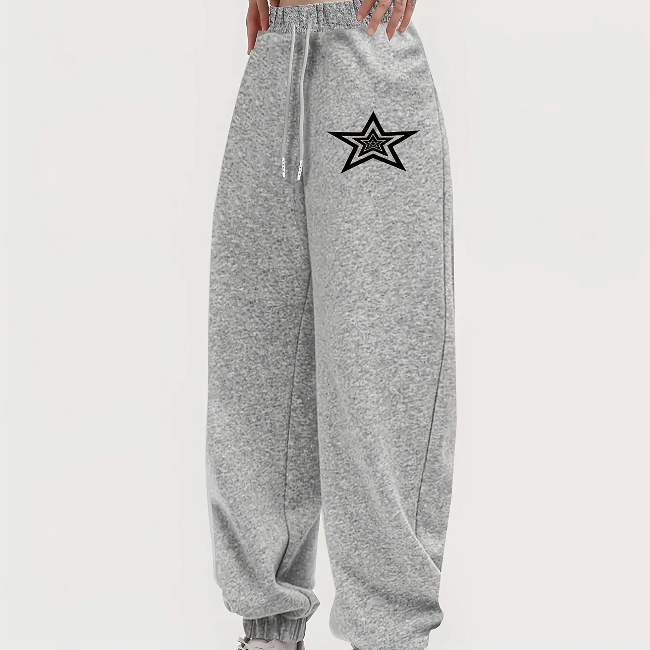 

Плюс принты пентаграммы, повседневные универсальные удобные женские брюки, модные брюки в стиле хип-хоп с карманами на шнурке, спортивные штаны женские