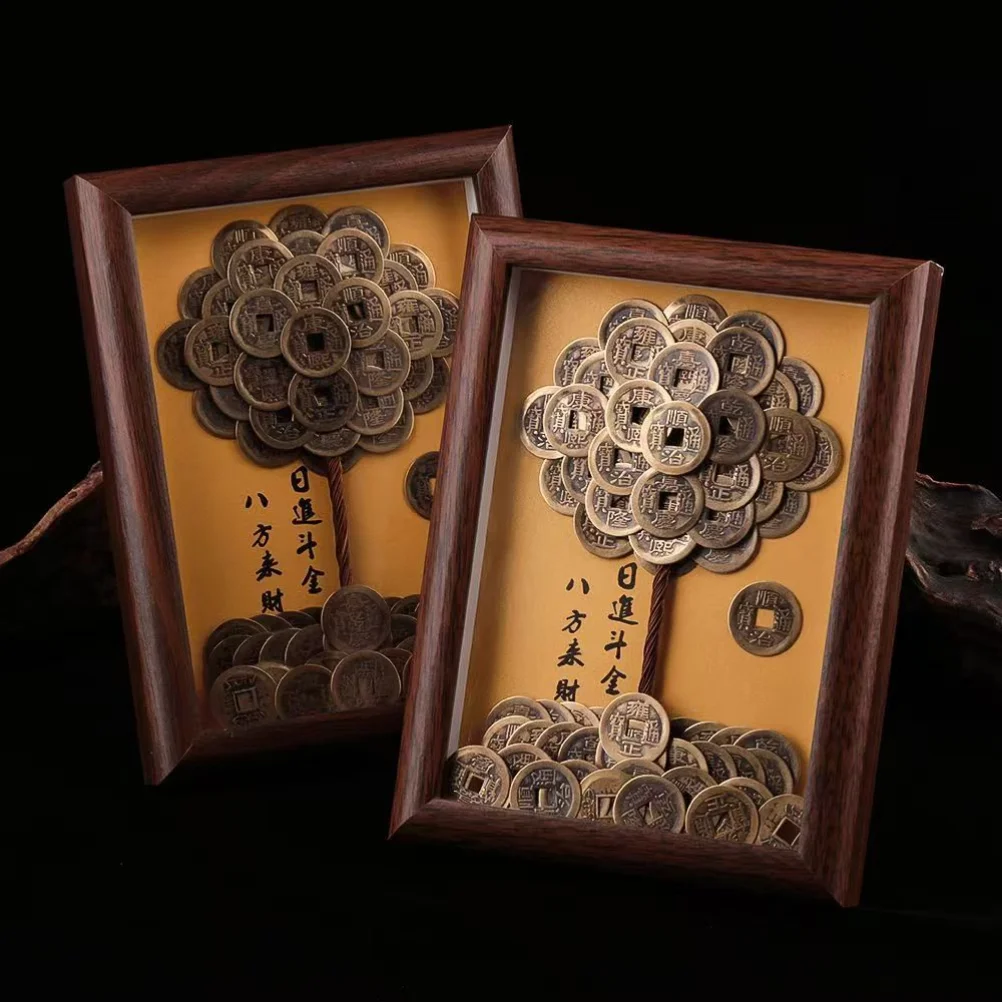 

Handmade Wealth Tree Frame Creative Gift for Moving in Business Opening Decoration Ornament Wooden Chinese God of Fortune