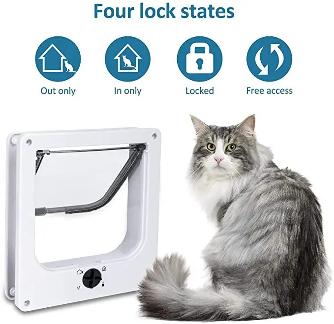 Imagem -03 - Abs Gato Porta Interruptor Rotativo com Maneiras de Bloqueio Segurança Controlla Portão do Cão Animais de Estimação Saídas e Entradas Pequeno Animal de Estimação Suprimentos 1pc Novo