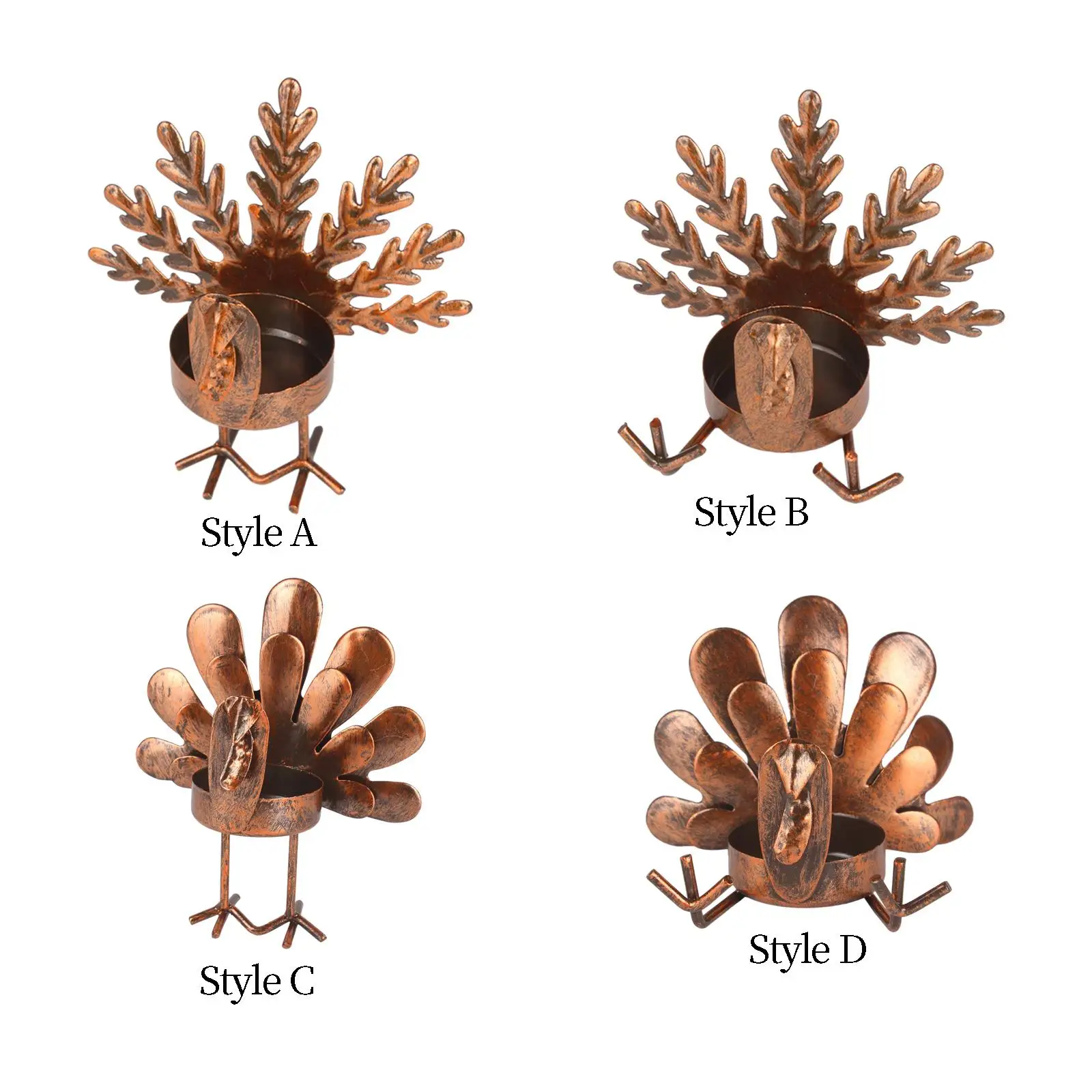 Iron Turkey Tealight Candle Holder for Holiday Table Decor Candleholder Free Standing Metal Fall Thanksgiving Centerpiece Home