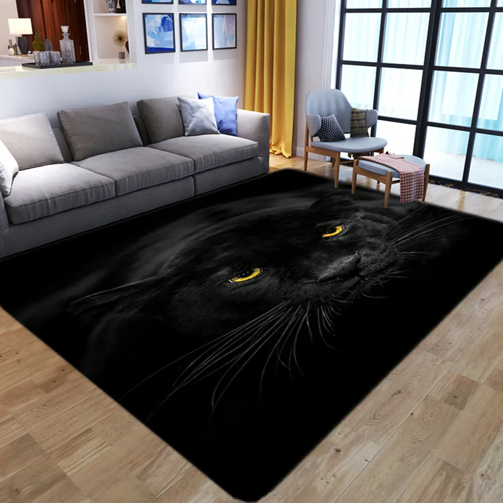 3D Cartoon Black Dog Carpets For Home Living Room Bedroom Doormat Soft Chair Floor Mat bathroom Non-slip Kids Play Game Area Rug