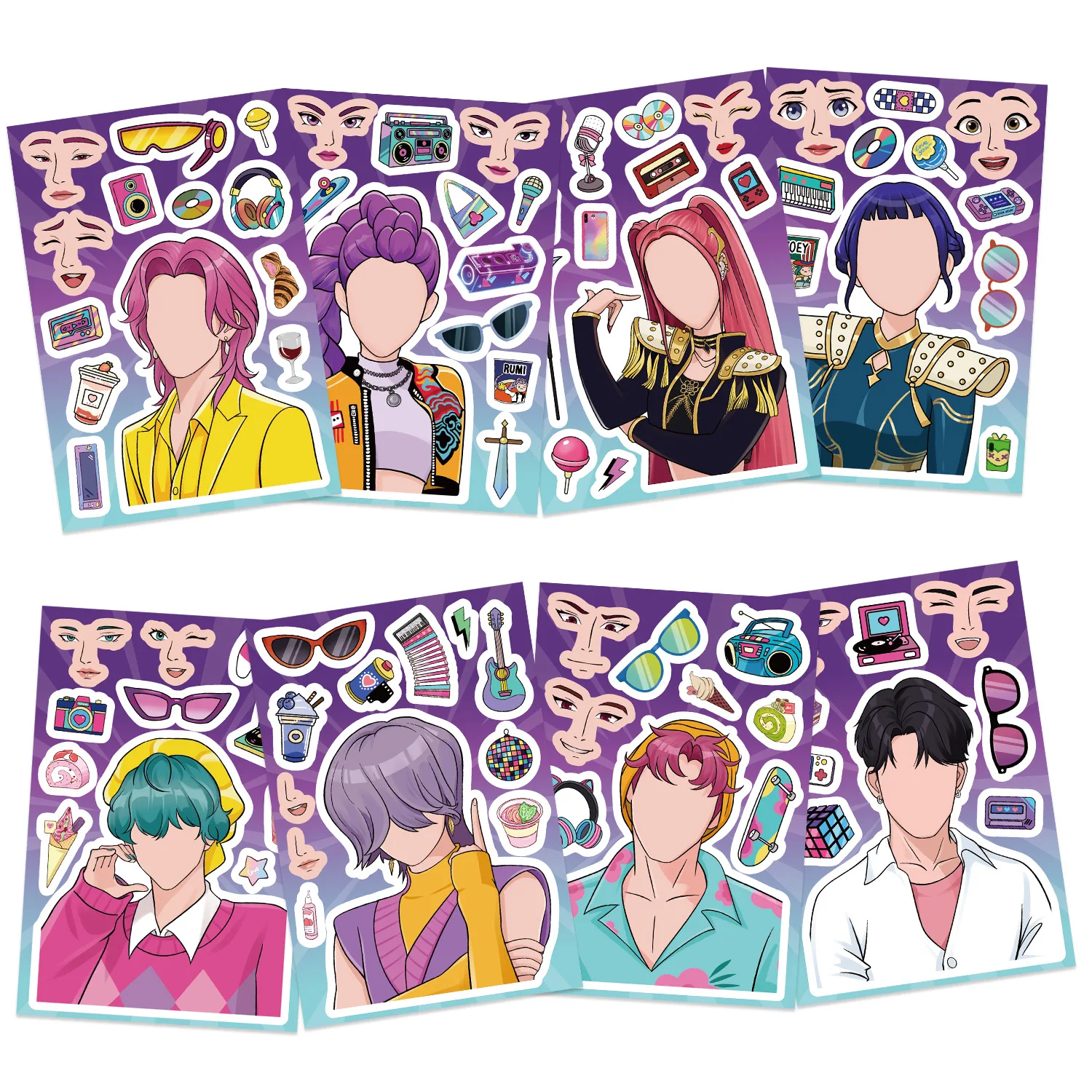 Koreanische Girlgroup Lustige Gesichtsveränderungs-Aufkleber Wasserfeste Wiederverwendbare Puzzle-Sticker Kinder DIY Bastelgeschenke Dekoration Partyzubehör – Detail 5