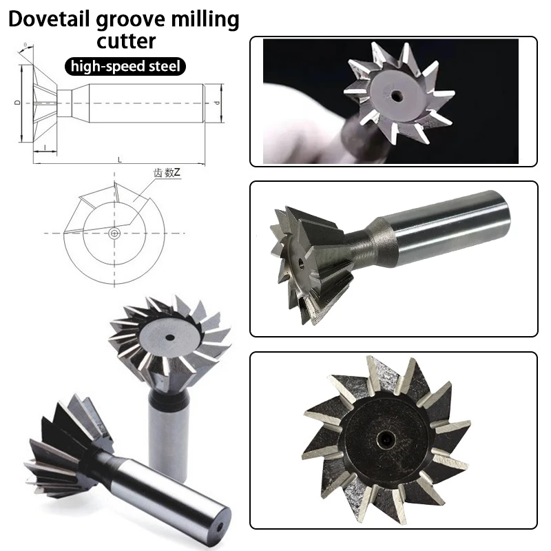 30*60mm/40*60mm/50*60mm/60*60mm High Quality Straight Shank Dovetail Groove Milling Cutter and High-Speed Steel Slide Rail Cutte