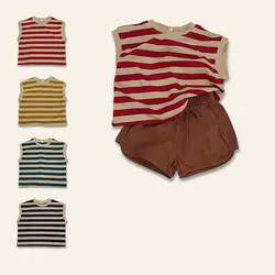 Summer Children Tank Tops Sleeveless T-shirts for Kids Stripe Boys Tees Girls Camisoles Toddler Undershirts Baby Clothing