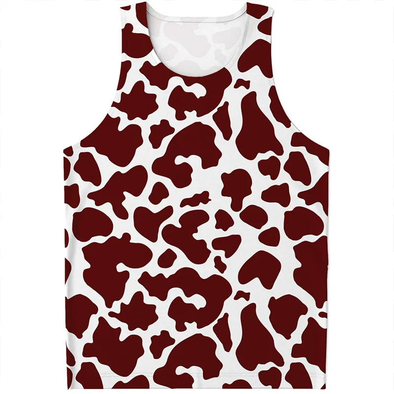 Moda Camo Cow Pattern canotte uomo estate senza maniche gilet da spiaggia Casual Cool 3D stampato Tee Shirt top oversize Streetwear