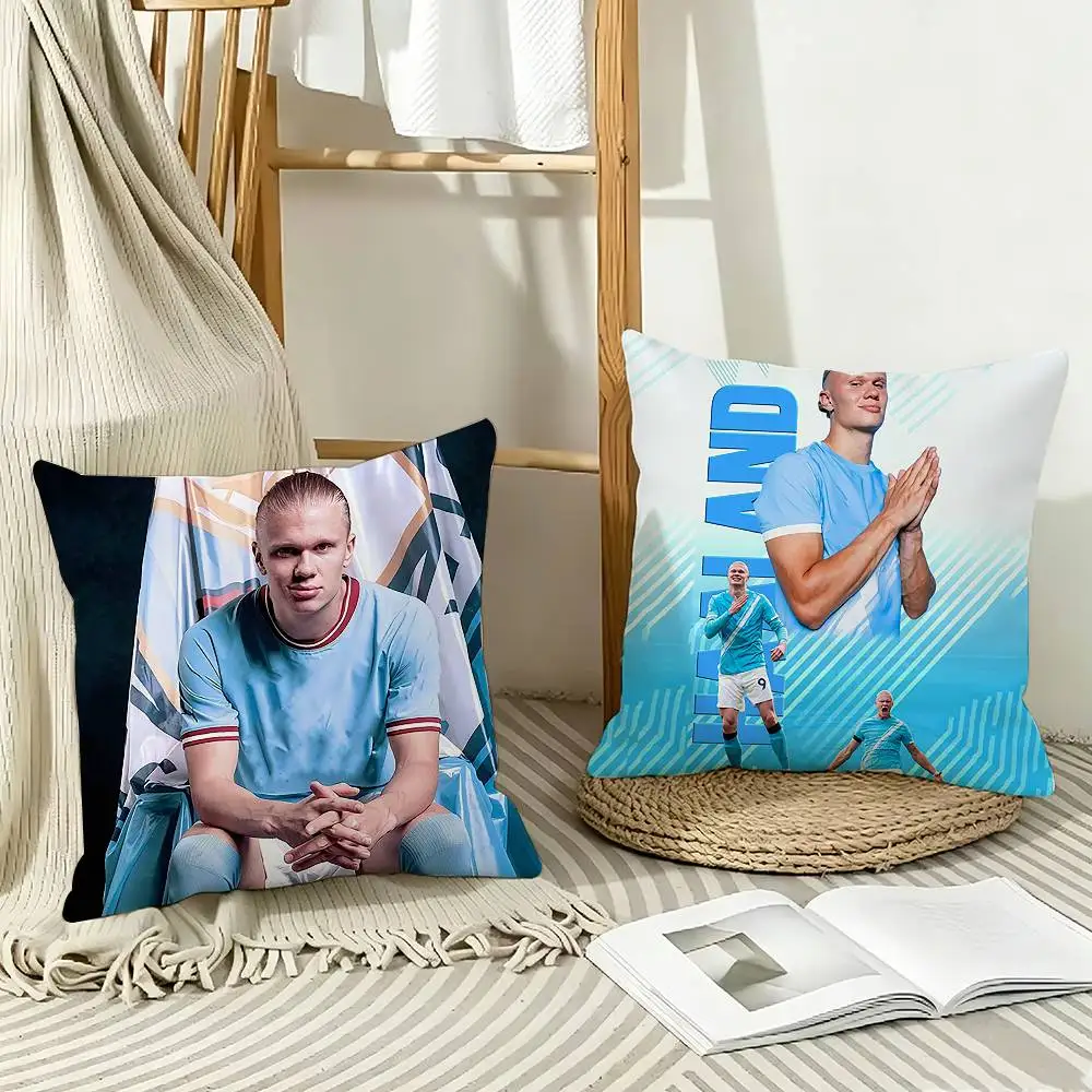 

Football S-Star E-Erling H-Haaland Pillow Case Pattern Printed Pillowcase For Living Room Sofa Cushion Cover