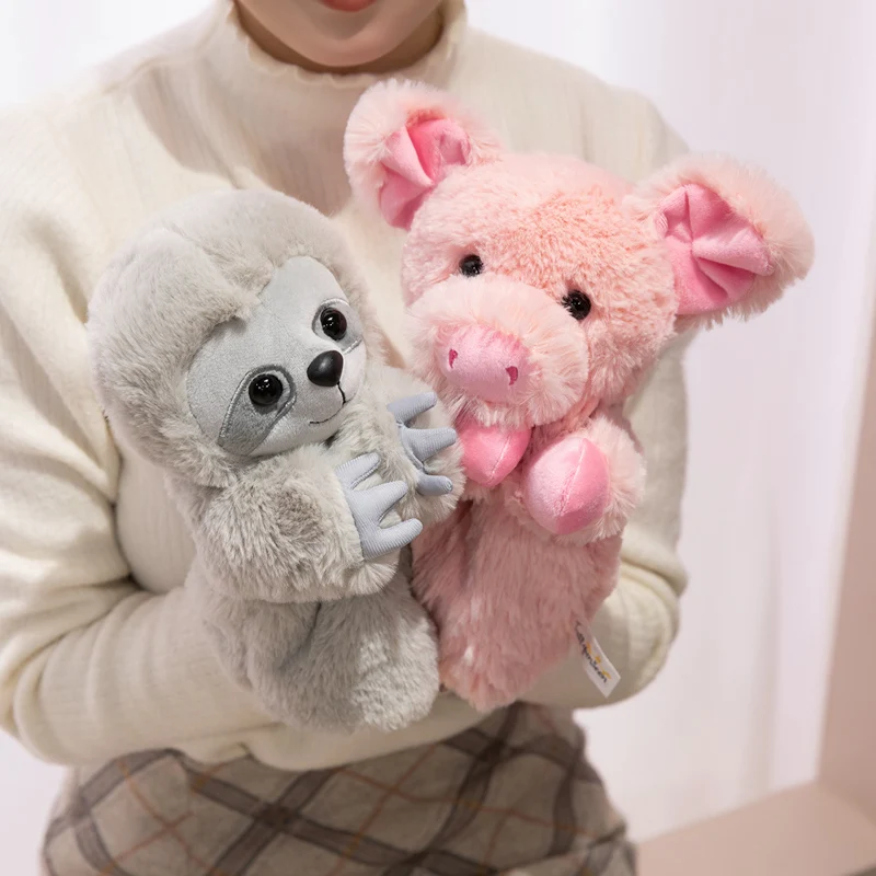 Cute Lifelike Animals Hand Puppet Plush Toy Simulation Pig Rabbit Stuffed Dog Tiger Koala Sloth Educational Children Toy Gift