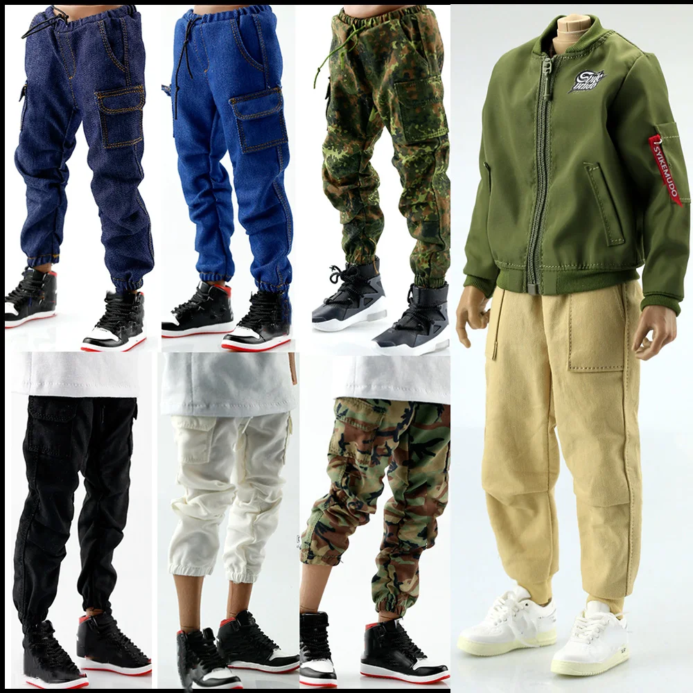 

1/6 Men Soldier Pants Jacket Harajuku Hoodie Korea Style Hip-Hop Camouflage Trousers Fit 12'' Tbl Ph Action Figure Model