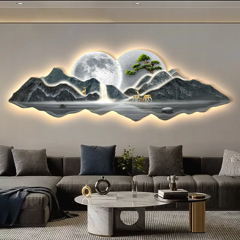 Wall Lamp Entrance Decorative Painting Light Corridor Hanging Modern Landscape Painting Lamps Home Decor Living Room Mural Light