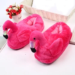 Red Flamingo Plush Slippers Women Indoor Thickened Warm Anti-slip Shoes Women's Fulffy Fur Slides Couple Home Cotton Slippers