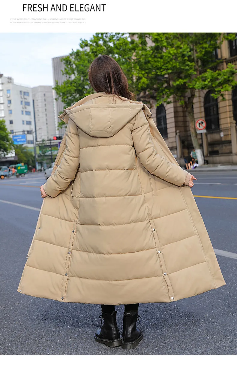 Black Hooded Jacket Coat 2026 Winter Female Thicken Medium Length Down cotton Loose Coats Women's Windproof Long Parka Overcoat