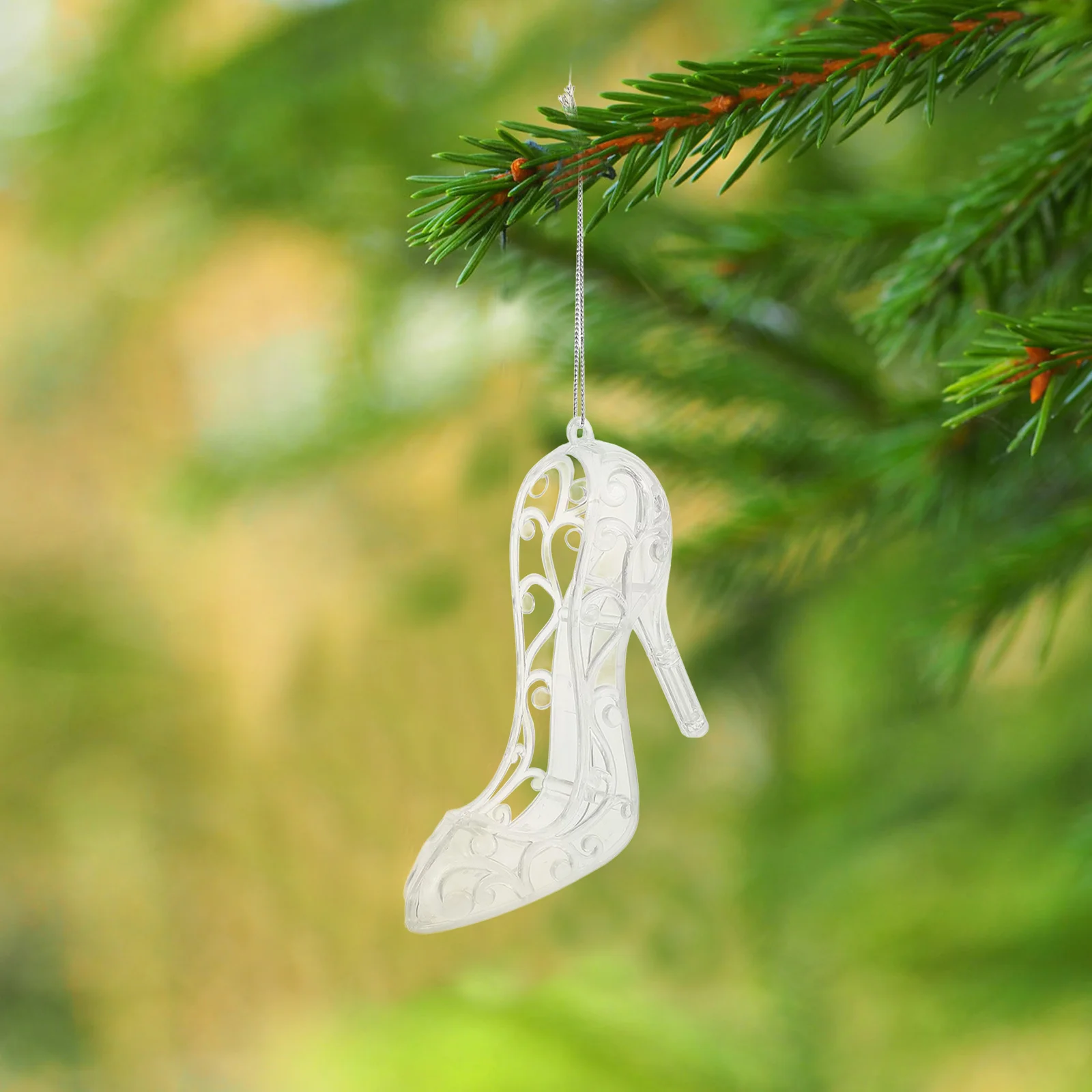 

2 Pcs Christmas Party Decor High Heels Hanging Ornaments Clear Shoe Accessories Transparent