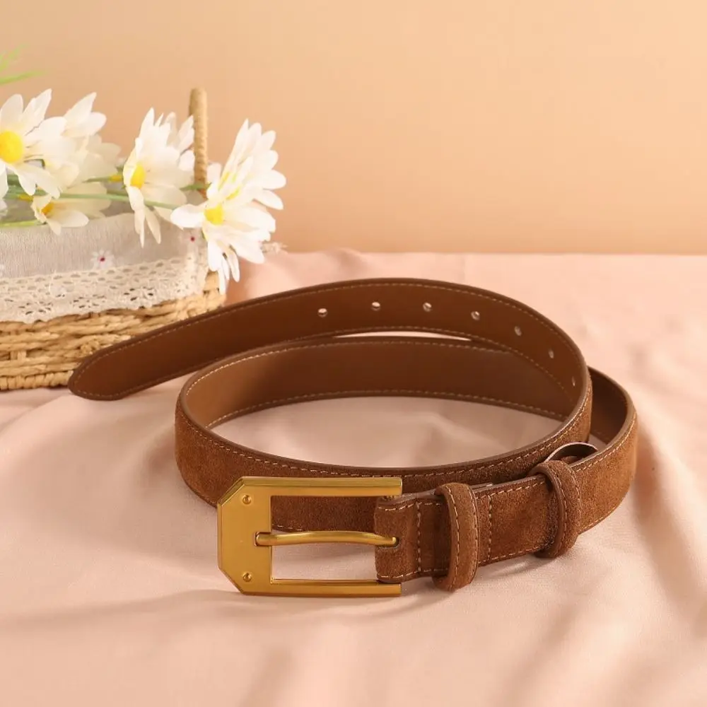 

Trendy Luxury Design Suede Genuine Leather Belt Versatile Retro Business Waist Strap Casual Trouser Dress Belts For Women Girl