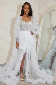 Robe de Luxe en Tulle Blanc Brcorporelle pour Femme, Tenue Personnalisée à Plusieurs Niveaux, pour Séance Photo, Patients, Mariage, Bal de Promo