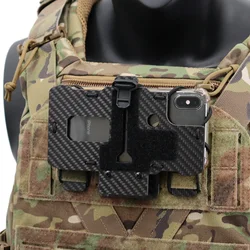 New Carbon Fiber Tactical MOLLE Folding Navigation Board Hunting Airsoft Vest Mobile Phone Holder Mount For Screen Size 4.7'-6.7