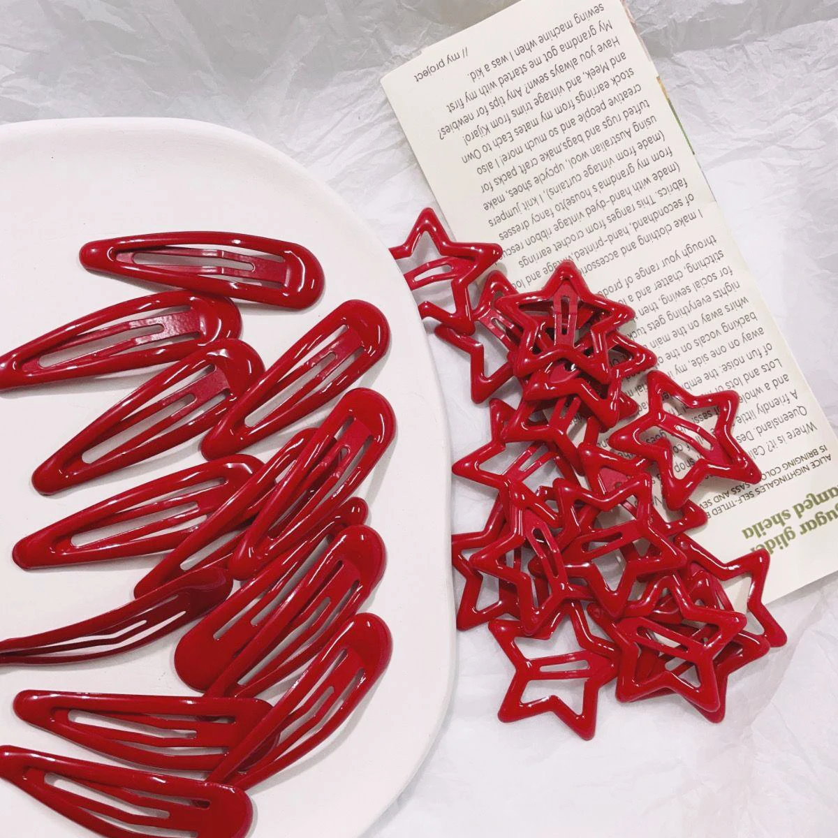 Red Lucky Stars Hair Clips