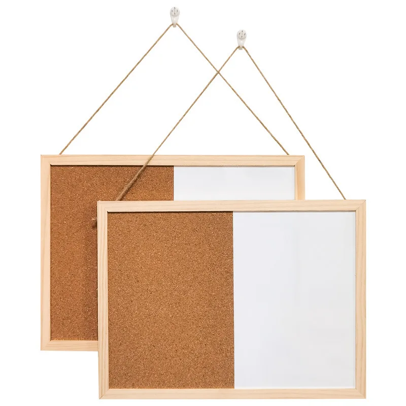 Magnetisch Houten Frame Half Kurk Prikbord Half Whiteboard Combinatie Bord Voor Hang Muur