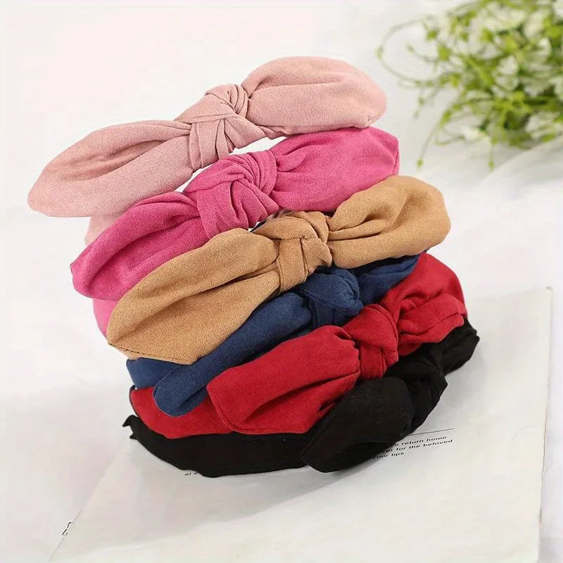 

Korean Ladies Rabbite Ears Headbands Fashion Cute Solid Fabric Bowknot Hairbands for Women Girls Hair Hoops Hair Accessories