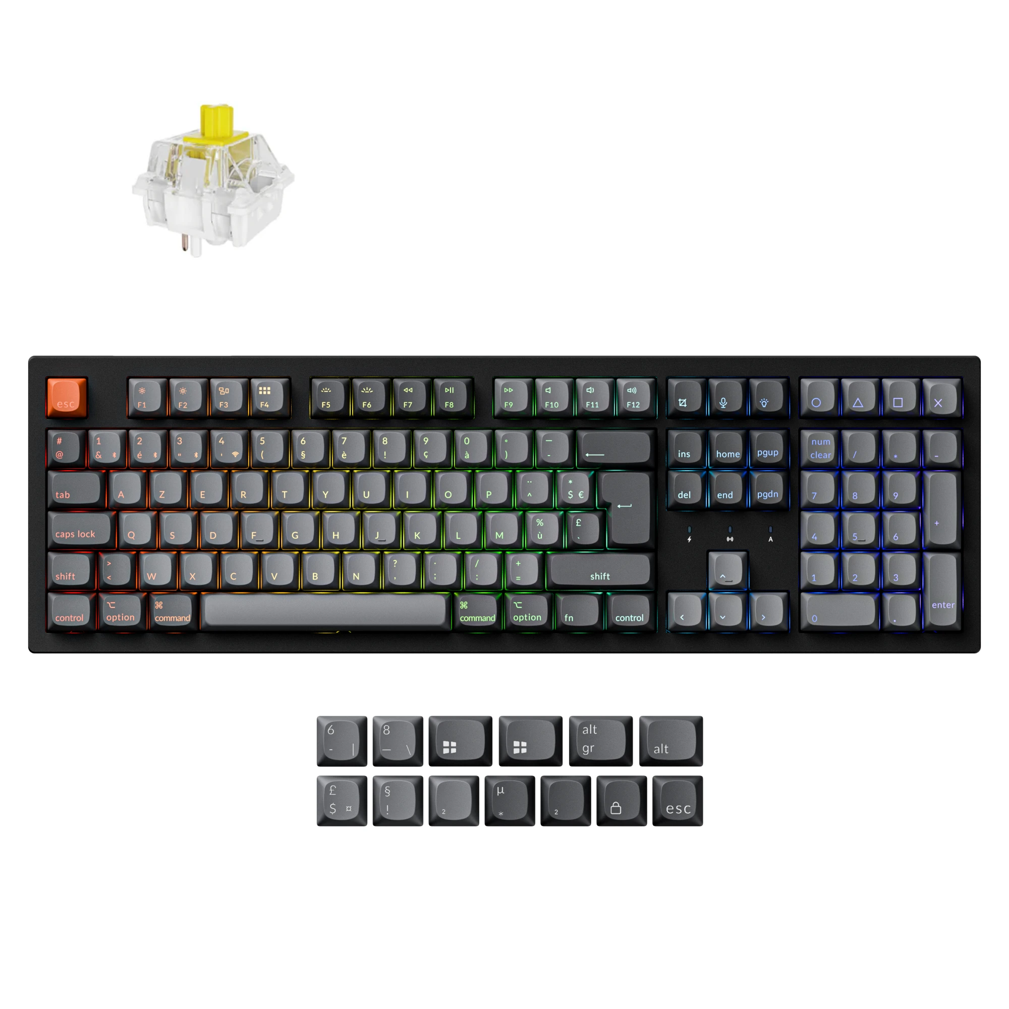 

Keychron K10 Max FR-ISO Layout QMK Беспроводная пользовательская механическая клавиатура с RGB-подсветкой, блестящая клавиатура
