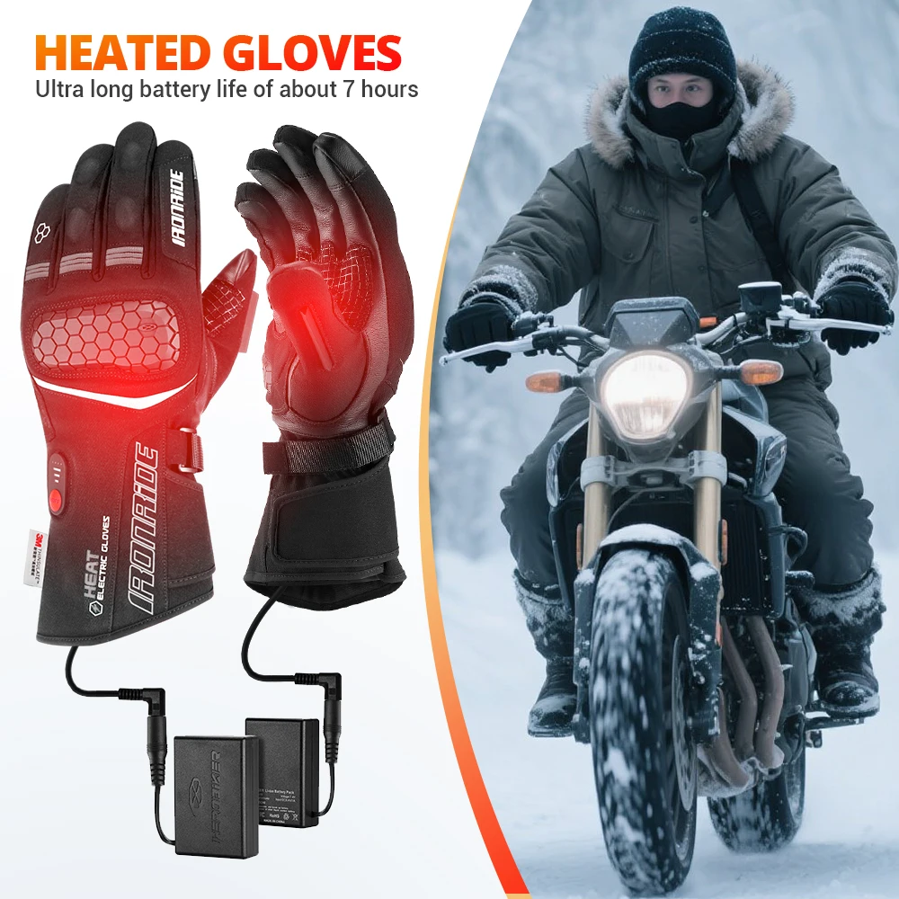 

100% Waterproof Motorcycle Gloves Heated Guantes Heating Motorbike Riding Gloves Touch Screen Gloves Windproof For Winter