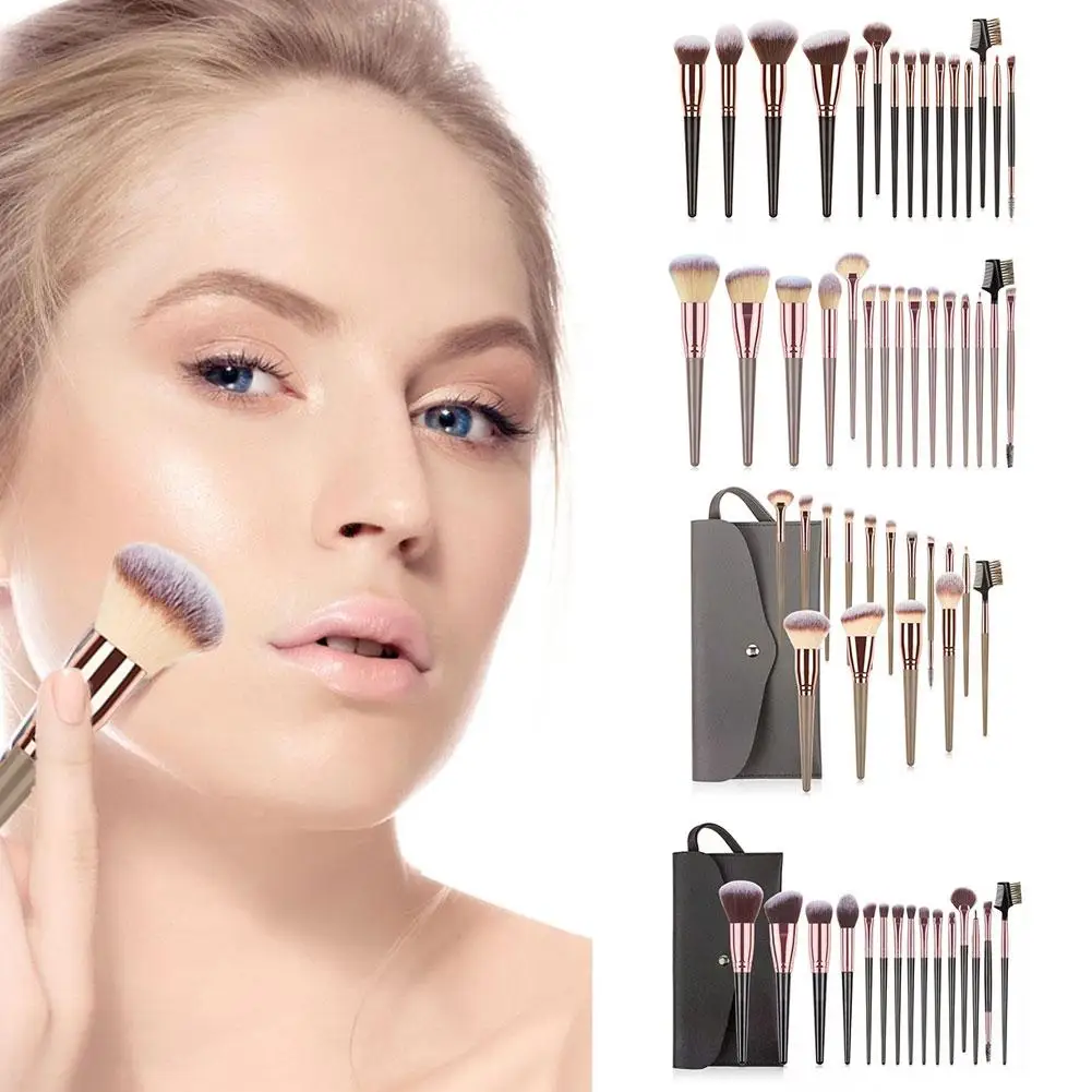 1set/15pcs Foundation Make-up Pinsel rosa profession elle bis Ziege erröten machen Pinsel Set Text marker Natur haar n5w2