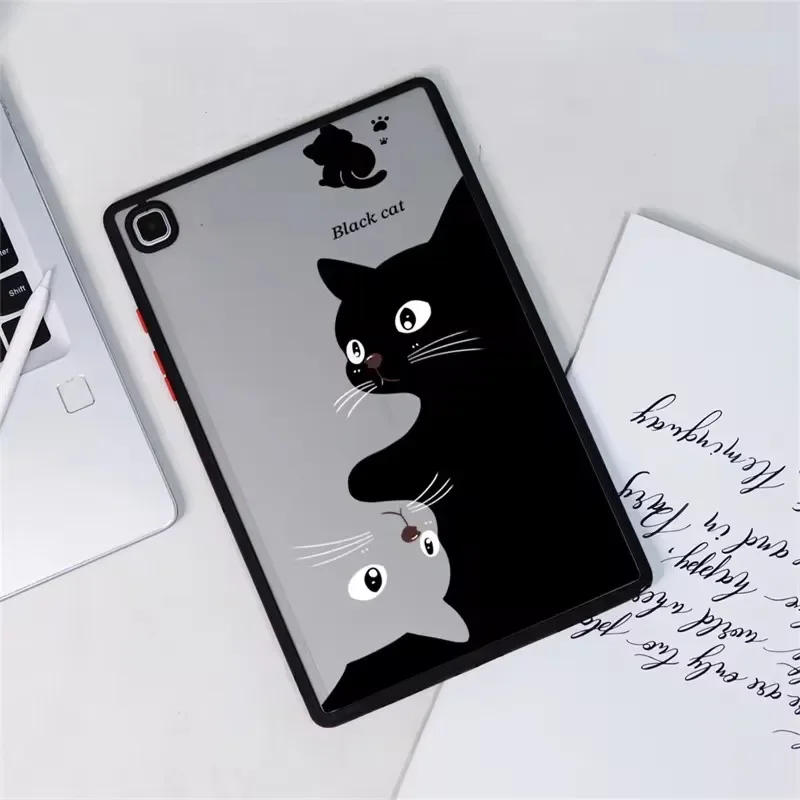 Casing Tablet kucing lucu, casing keras Matte untuk Samsung Tab A9 8.7 Plus A8 A7 S6 Lite 10.4 S7 S8 S9 11 X200 T290 S7 FE S8 Plus 12.4