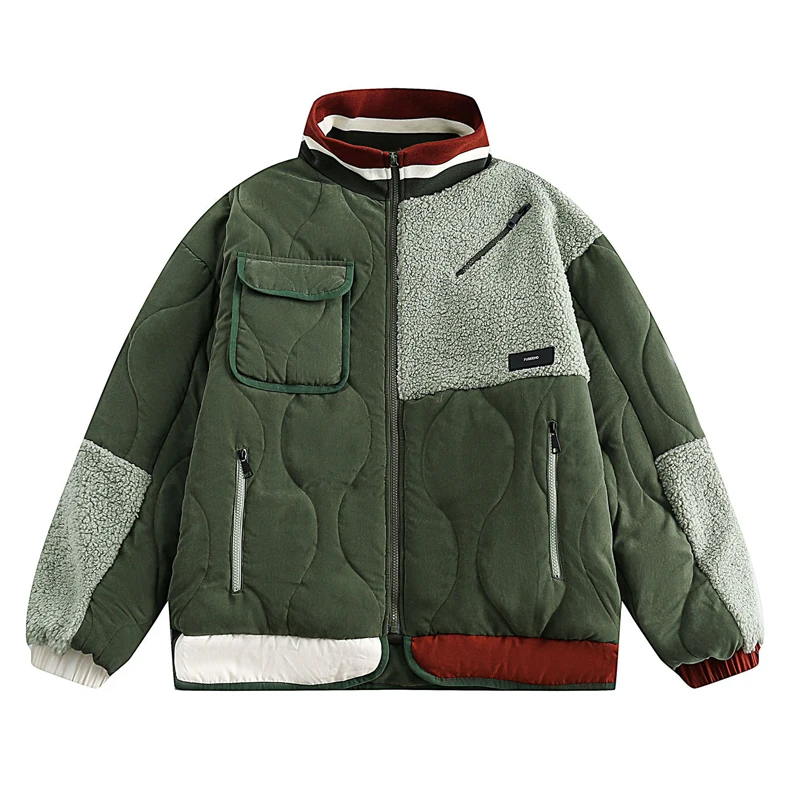 Parka colorée à col montant pour hommes, veste adt épaissie, chaude, décontractée, confortable, Harajuku, vêtements en coton polyvalents, couple, tendance