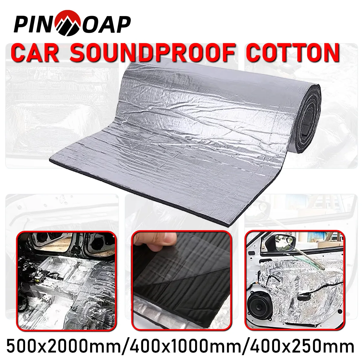 PINMOAP Aluminum Foil Soundproofing And Insulation Cotton High Density Material Low Noise Automotive Soundproofing Cotton 5/10mm