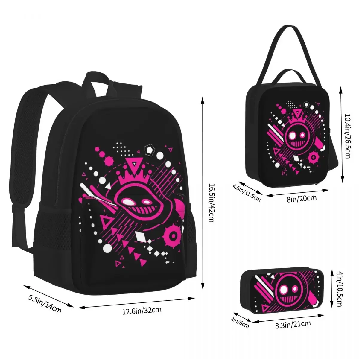 Just Shapes And Beats Blixer Backpacks Boys Girls Bookbag Students School Bags Kids Rucksack Lunch Bag Pen Bag Three-Piece Set