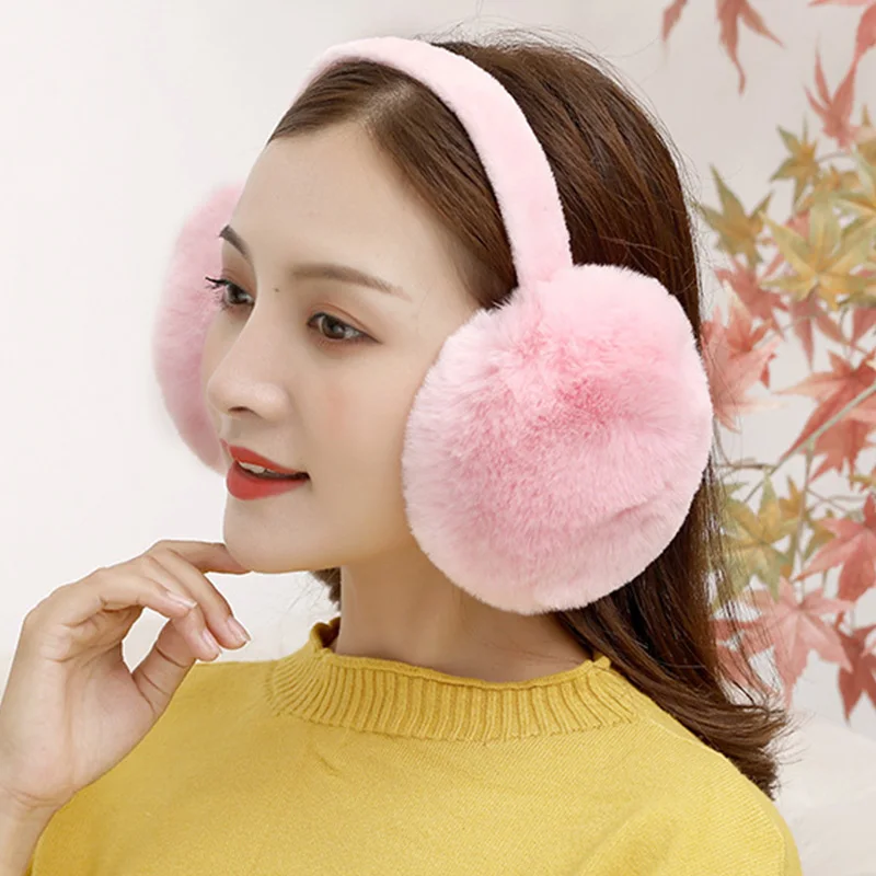 Inverno quente orelha muffs menina fluffy dobra forma de hambúrguer crianças fone de ouvido earmuffs cashmere macio sólido bonito mais quente falso