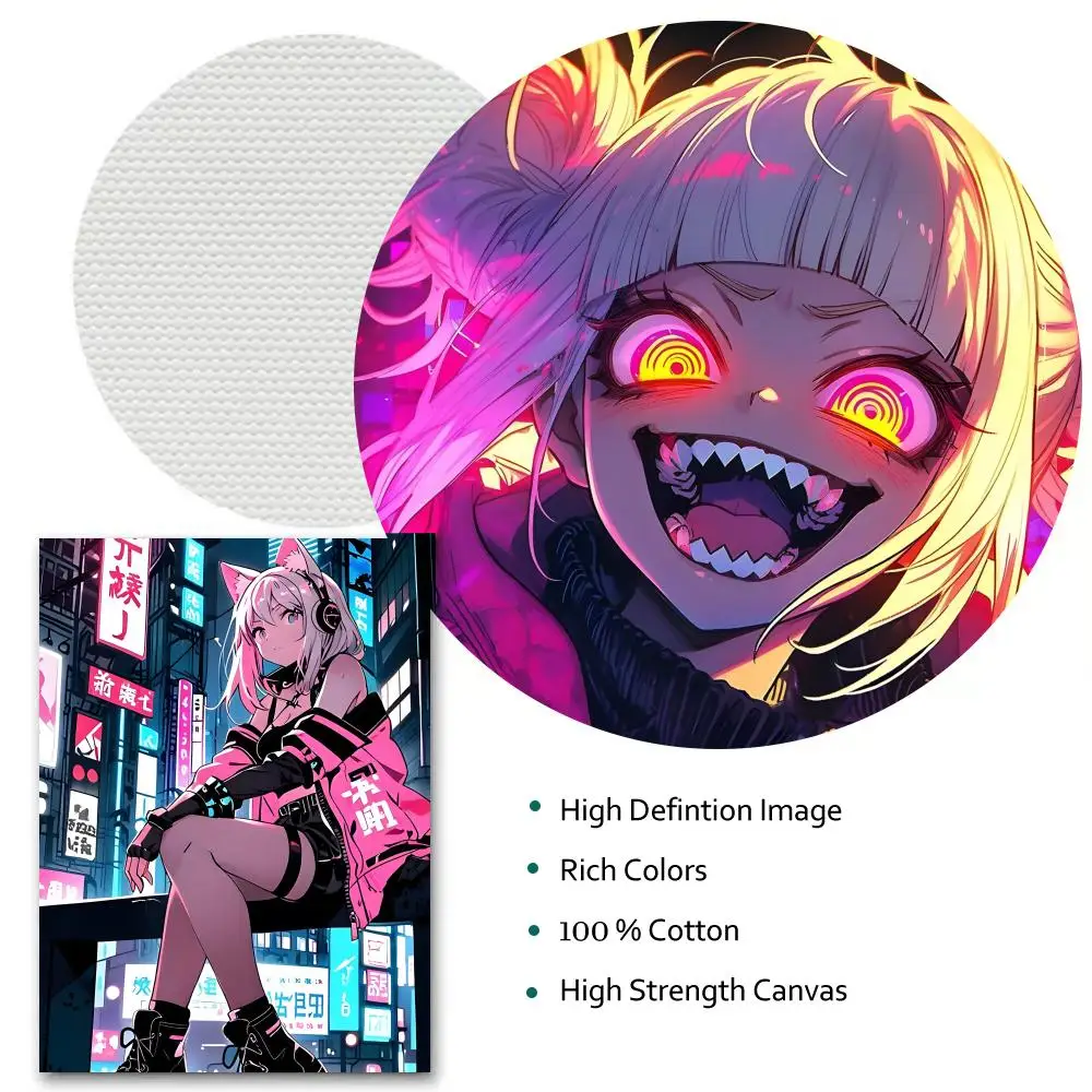1pc Frameless Fashion Cyberpunk Girl Cool Calligraphy Canvas Poster: Crease Free Durable All Space Wall