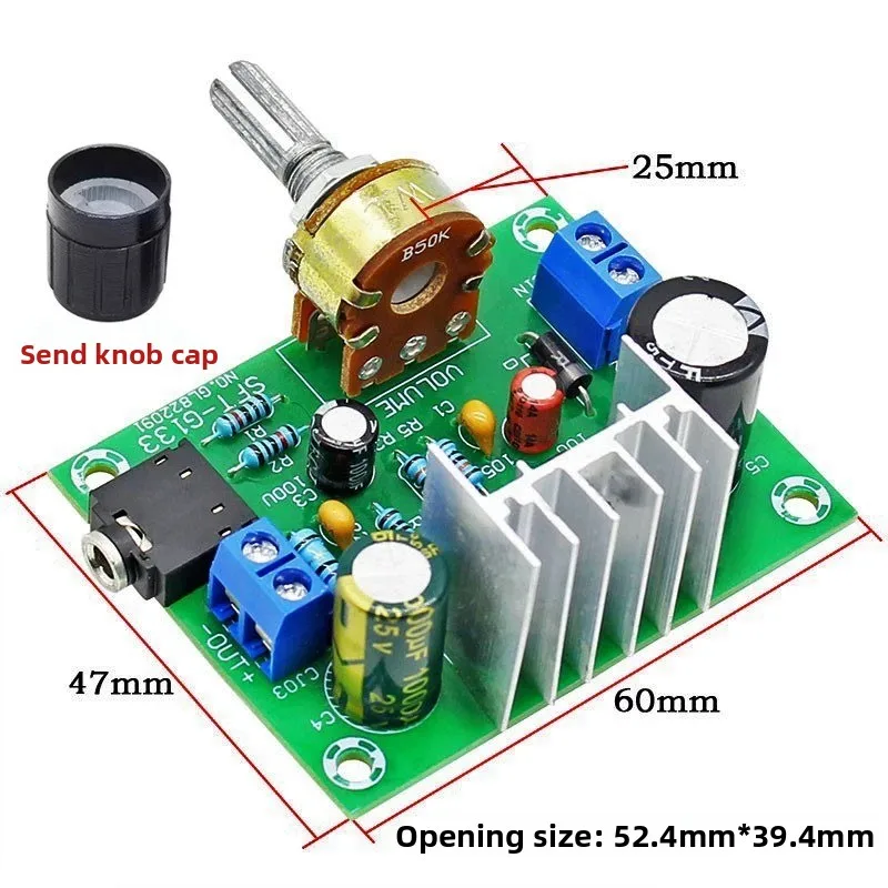 TDA2030A Digital Power Amplifier Board High Fidelity Mono 15W Wide Voltage Single Power Supply DC12V Audio Main Board Module