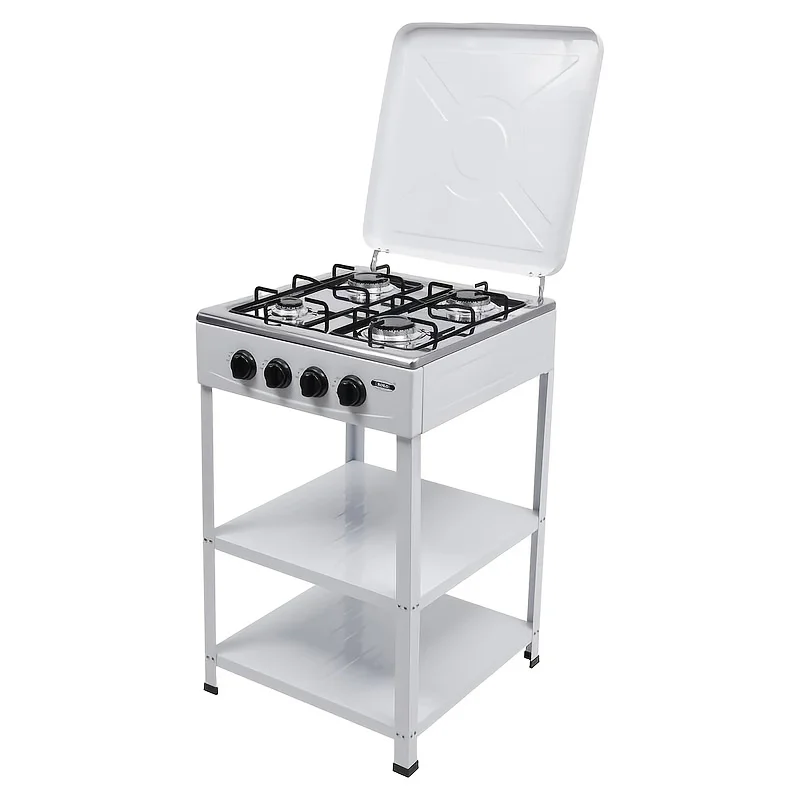 

4-Burner Portable Gas Camping Stove With Independent Control Knobs & Double Storage Shelves, High-Efficiency Outdoor Cooking Sys