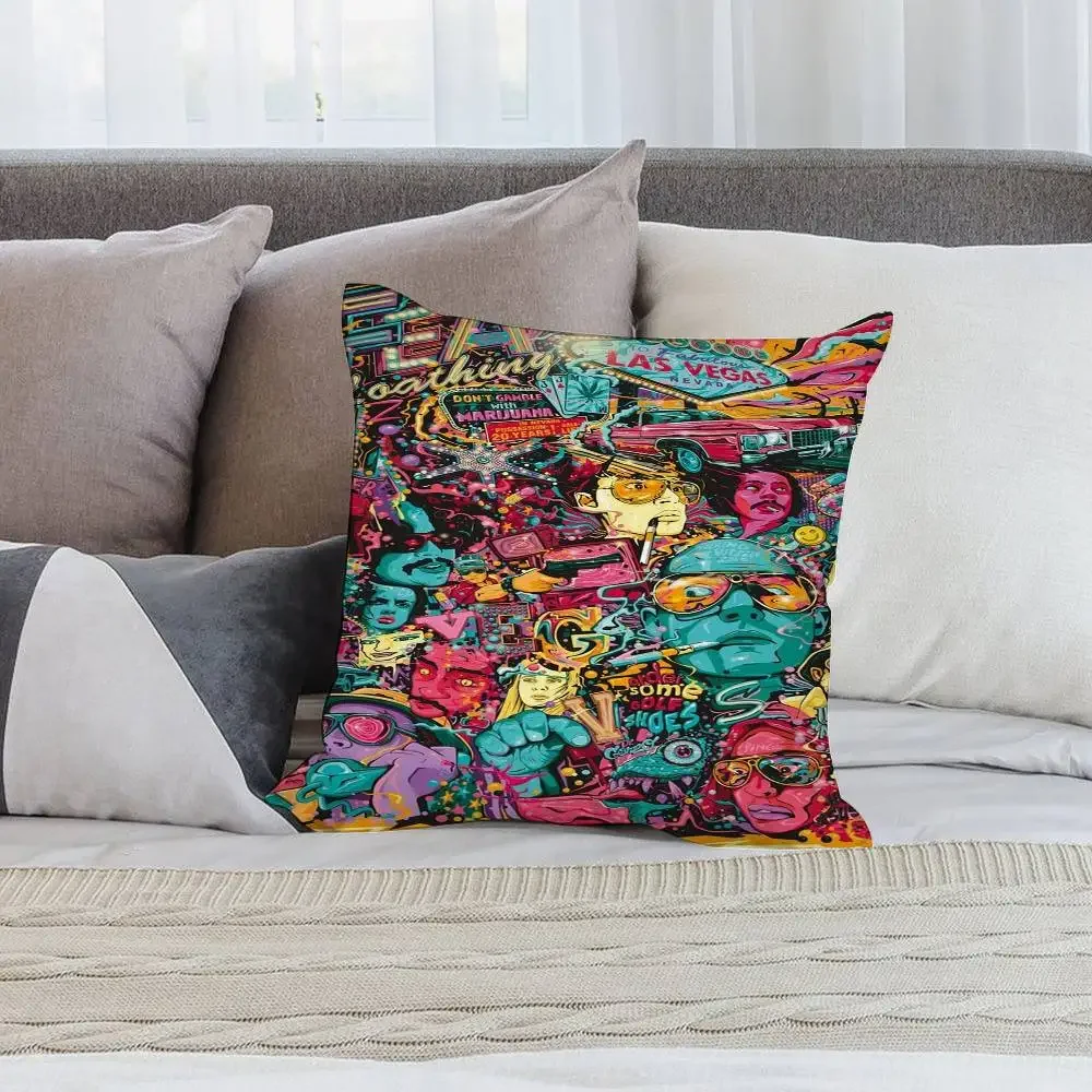 Fear and Loathing in Las Vegas Pillow Case Short plush Double-sided Print Square Throw Pillow Covers Sofa Home Cushion Decor