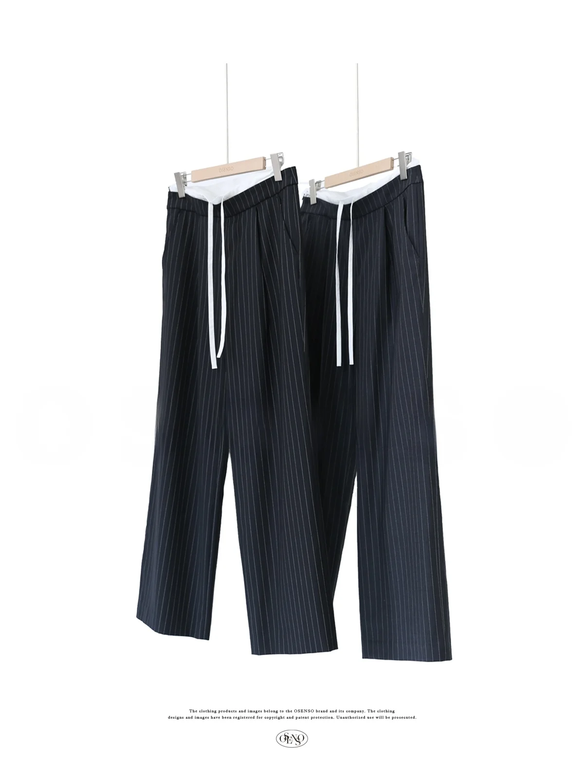 

OSENSO Весенне-летние шерстяные свободные модные полосатые повседневные брюки с прямым кроем, длинные брюки с баркодом, женские, премиум-класса