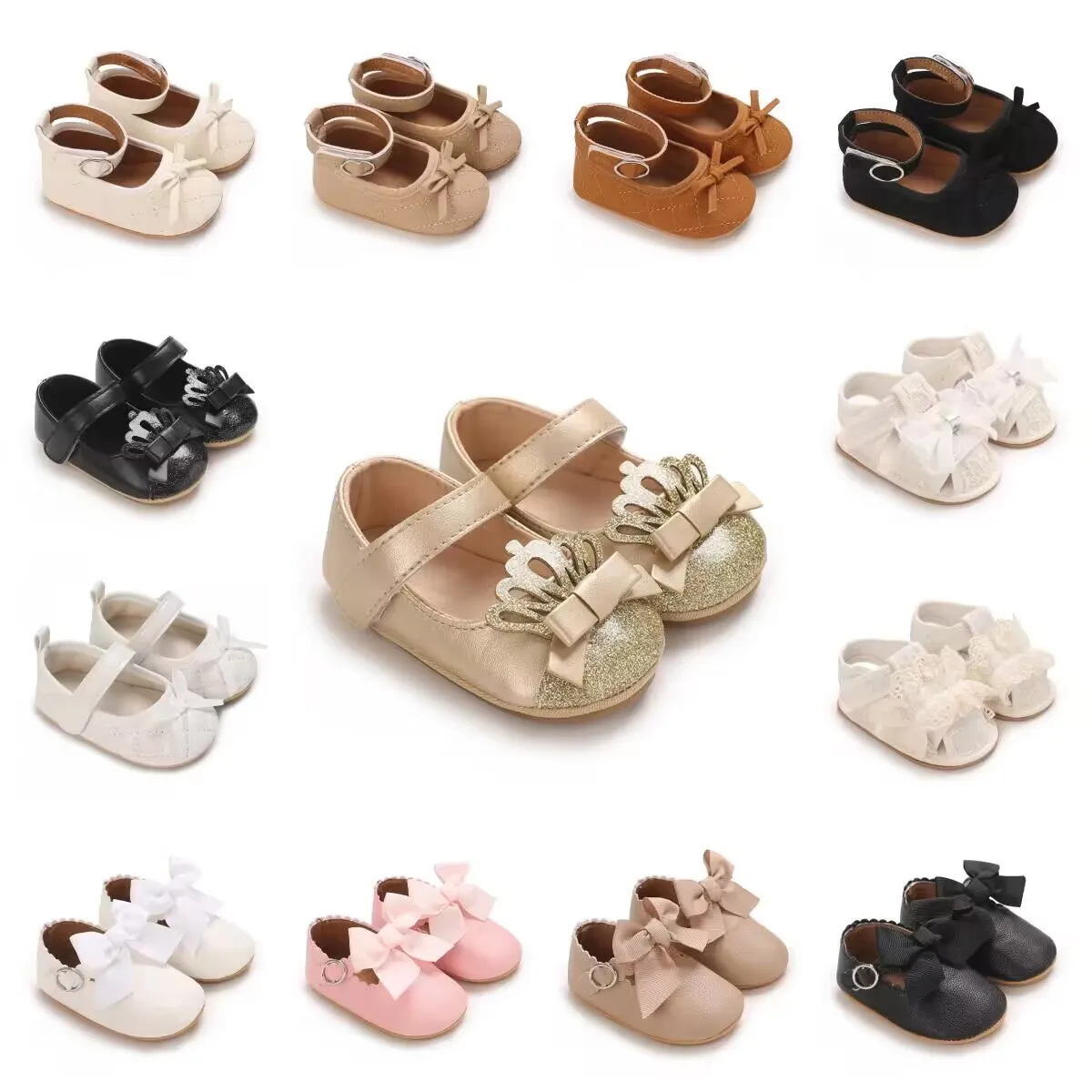 

Spring And Autumn New Anti Slip Rubber Bottom Princess Style Mary Zhen Shoes Fashion Bow Flat Baby Shoes Newborn Bed Shoes