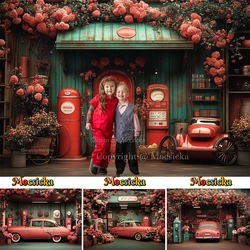 Mocsicka Photography Backgrounds Car Garage Pink Flower Backdrop Decor Valentine's Day Kids Birthday Party Photobooth Studio