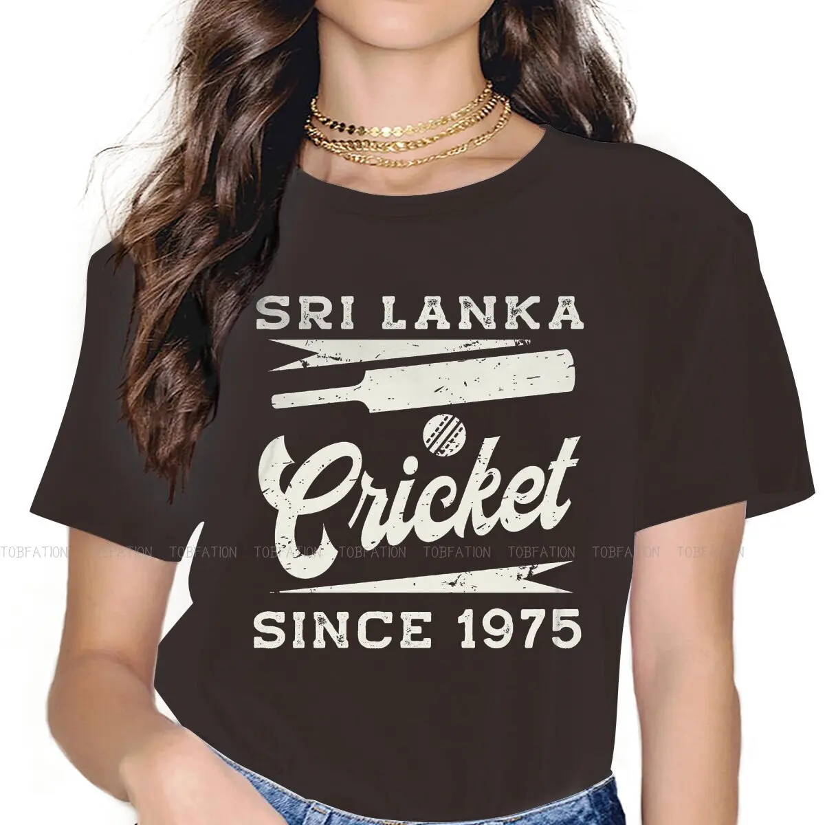 Vintage Cricket Since 1975  5XL TShirts The Democratic Socialist Republic of Sri Lanka Girl Harajuku Fabric Tops T Shirt O Neck