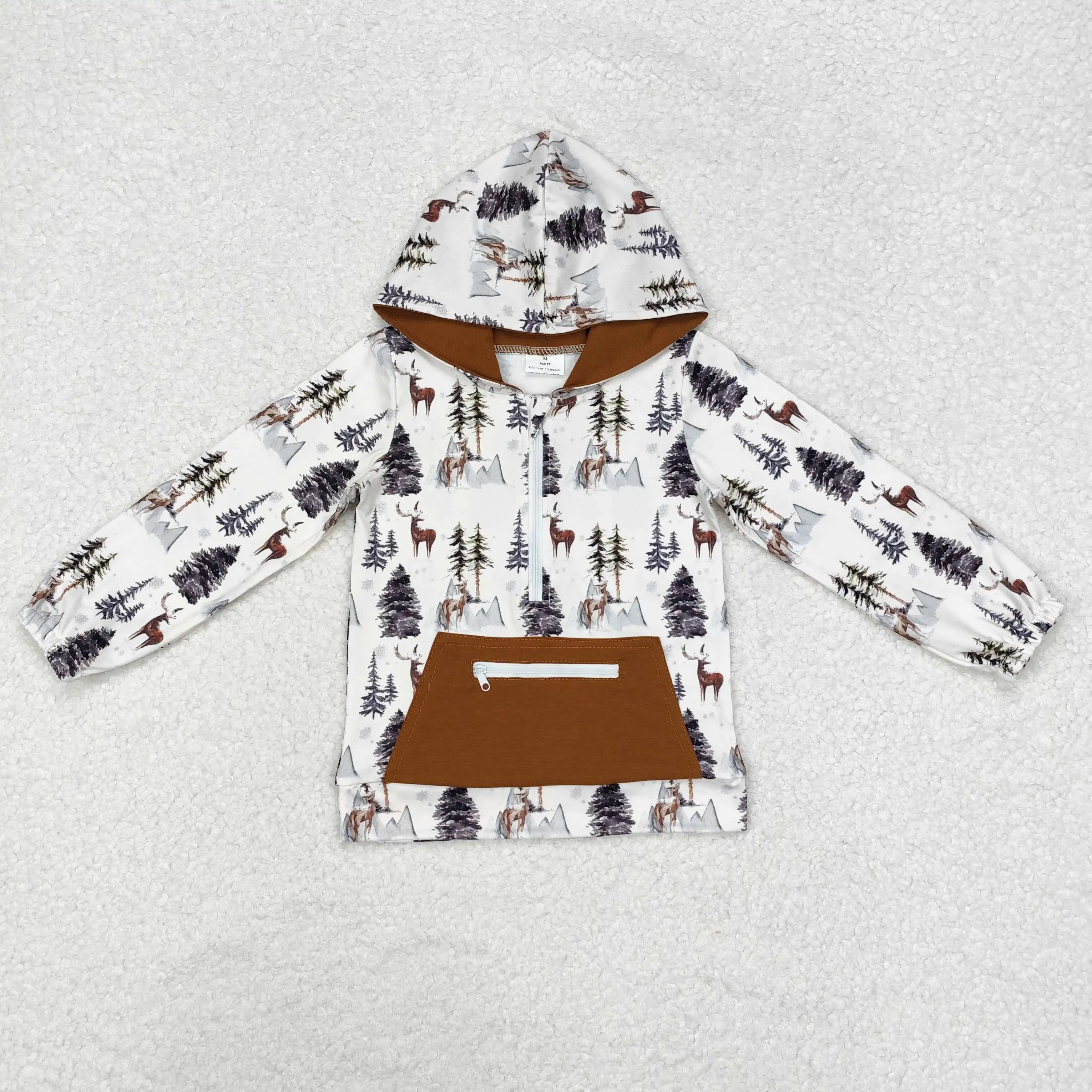 

In Stock wholesale Boys clothing hoodie Long-sleeved hunting deer pattern shirts with pocket Christmas clothes