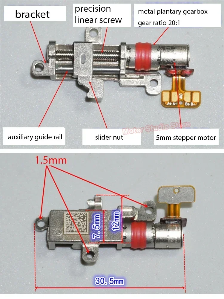 3 نمط مايكرو صغير 5 مللي متر 2-phase 4-wire خطوة المحرك الدقة الكواكب علبة التروس السائر الخطي المسمار المعادن المنزلق لتقوم بها بنفسك كاميرا