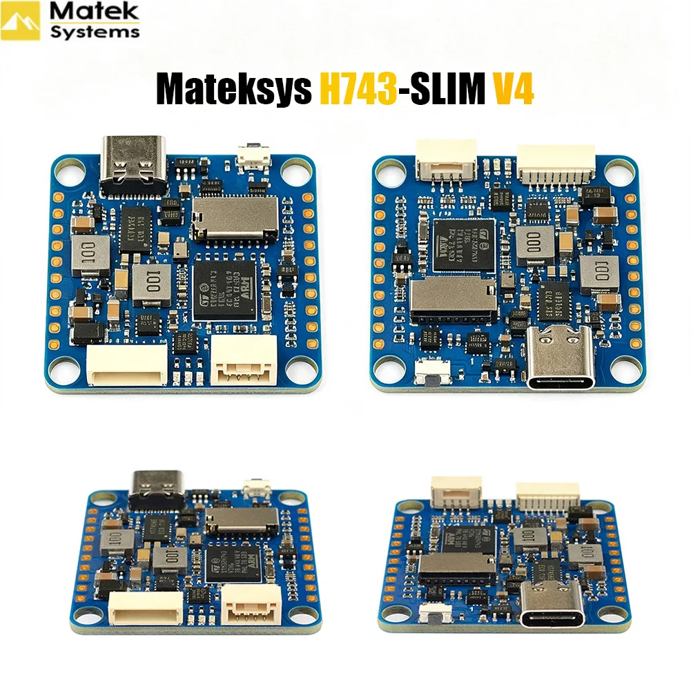 Mateksys Matek H743-SLIM-V4 MatekH743 2-8S Flight Controller  STM32H743VIH6 Dual ICM42688P Gyro Built‑in OSD MicroSD Card Slot