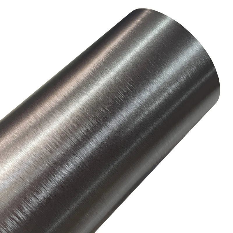 Premium Stahl Chrom Gunmetal Gebürstete Metallic Dunkelgraue Vinyl-Folienrolle Selbstklebende Aufkleber Automotive Auto-Folierung