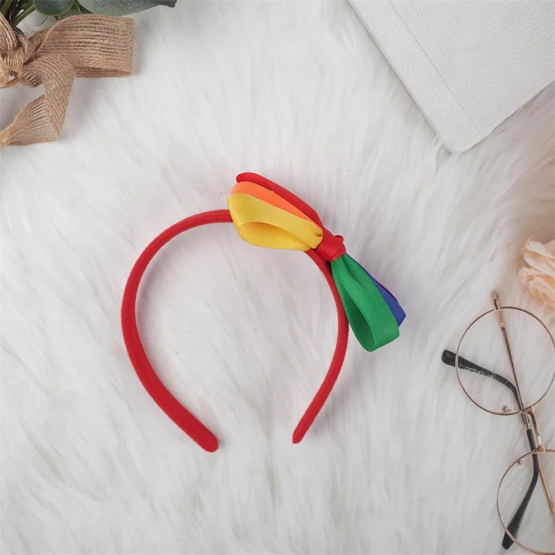 

Rainbow Six-Color Ribbon Bow Headband Colorful Six-Color Hair Accessory Festival Party Dance Headwear Hair Accessories Pride Day