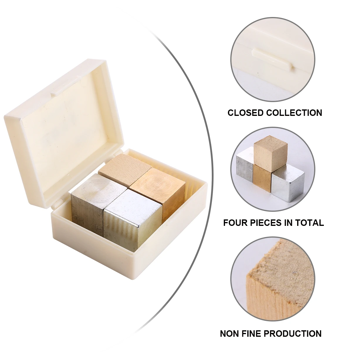 

4pcs Density Cubes Set Elements Cube Metal Block Physics Teaching Instrument Physical Experiment Equipment For Science Education