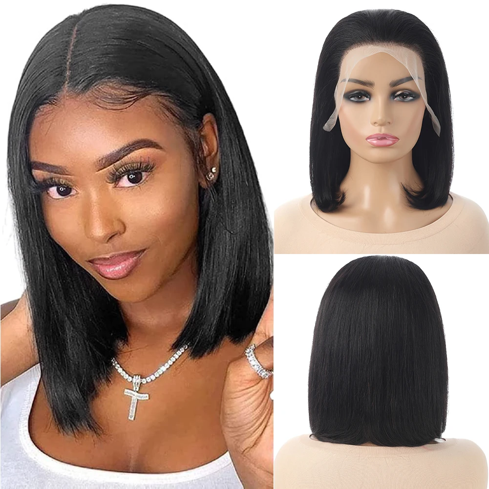 

Bob Wig Straight 13x4 Frontal Lace Human Hair Wig 150% Density Lace Front Human Hair Pre Plucked Glueless Bob Wigs for Women