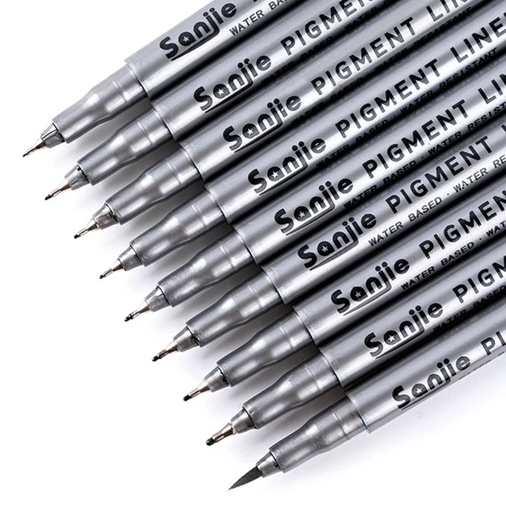 9-Piece Fine Line Waterproof Ink Pen Set, Various Tip Sizes, Ideal for Detailed Sketches, Journals, Outlines, Cartoon Animation