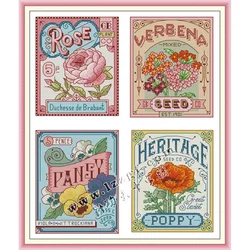 Joy Sunday Pre-printed Cross Stitch Kit Easy Pattern Aida Stamped Fabric Embroidery Set-Flower's Illustrated Book